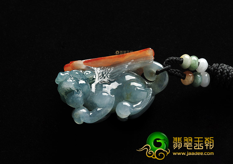 糯冰种红黄翡晴水缅甸翡翠A货如虎添翼挂件