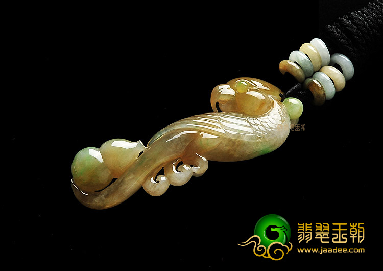 糯冰种黄加绿缅甸翡翠A货鹦鹉挂件