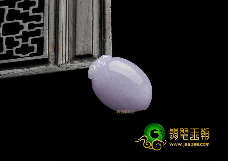 糯冰种紫罗兰缅甸翡翠A货寿桃挂件