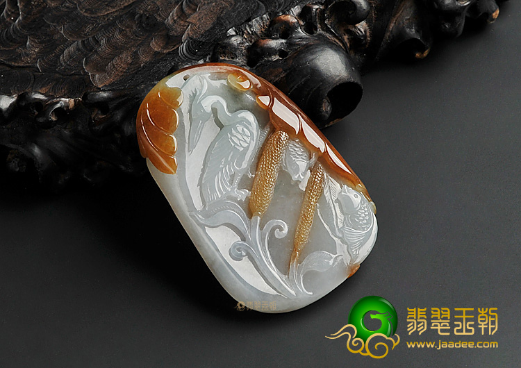 糯冰种褐黄翡缅甸翡翠A货一路连科挂件