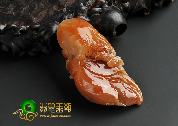 糯冰种红黄翡缅甸翡翠A货玉兰花挂件