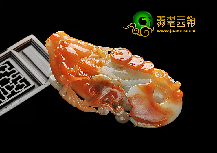 糯冰种红黄翡缅甸翡翠A货龙头鱼手玩件