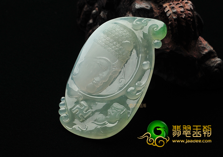 冰种晴水缅甸翡翠A货求佛挂件