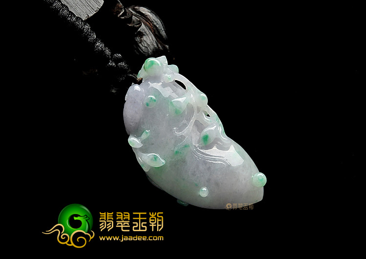 糯冰种春带彩缅甸翡翠A货福瓜挂件