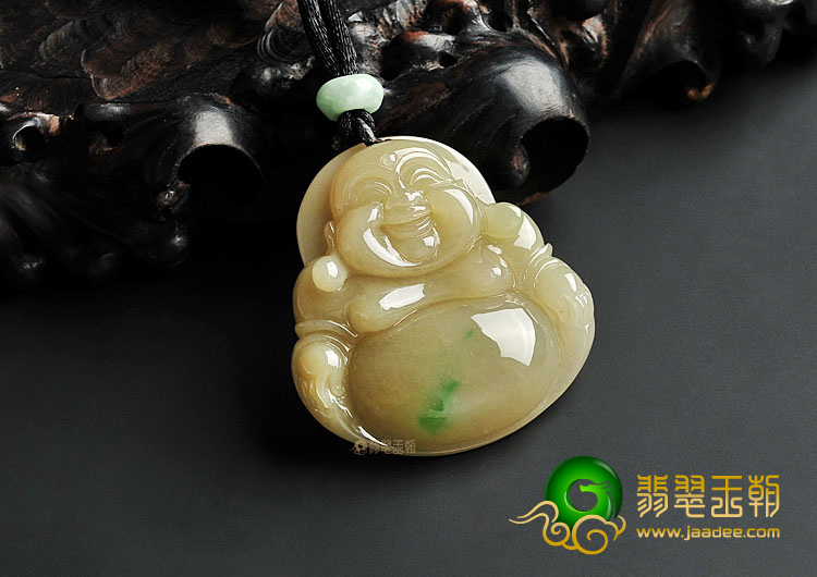 (超值推荐)糯冰种黄加绿缅甸翡翠A货玉佛挂件