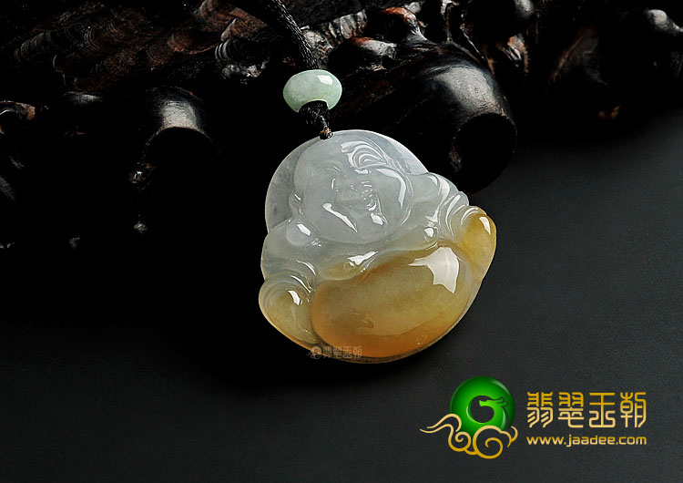 糯冰种黄翡缅甸翡翠A货玉佛挂件