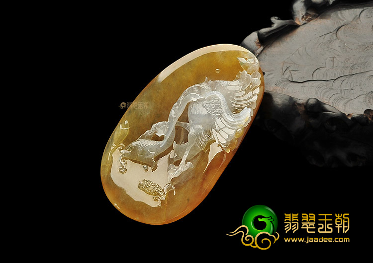 冰种褐黄翡略飘花缅甸翡翠A货一路连科挂件