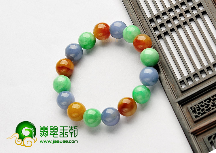 (超值推荐)糯冰种三彩缅甸翡翠A货手链