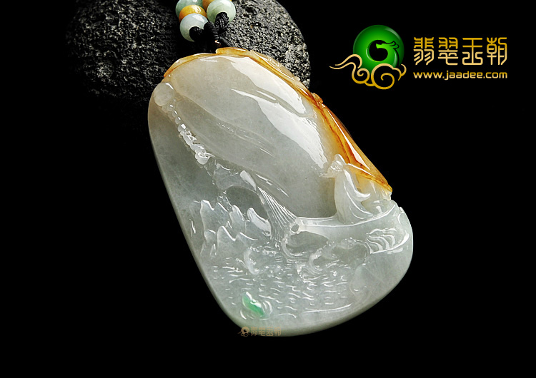 糯冰种三彩缅甸翡翠A货一帆风顺挂件
