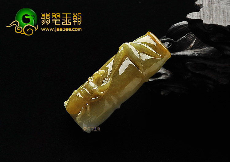 糯冰种褐黄翡节节高挂件