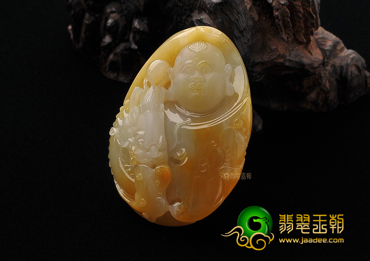 (超值推荐)糯冰种黄翡望子成龙挂件