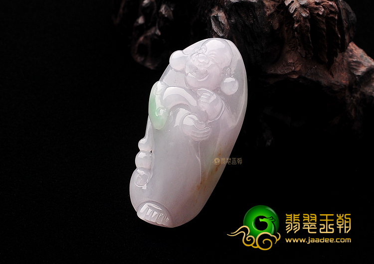 糯冰种淡三彩玉佛挂件