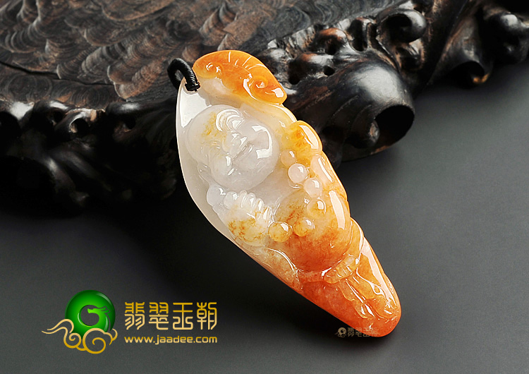 糯冰种红黄翡玉佛挂件