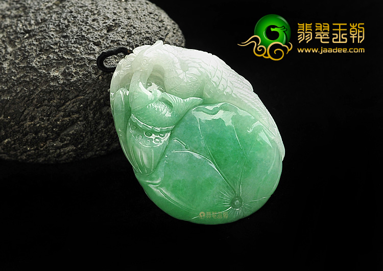 糯冰种翠色一路连科挂件