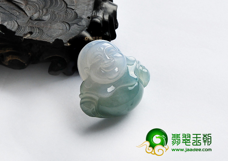 糯冰种飘花玉佛挂件