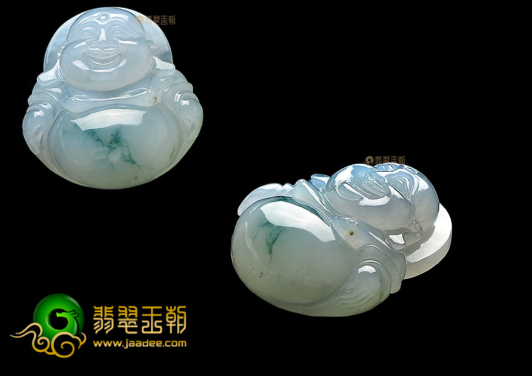 糯冰种飘花玉佛挂件