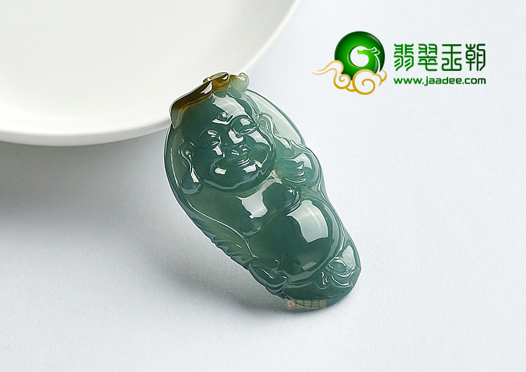 冰种蓝水褐黄翡玉佛挂件