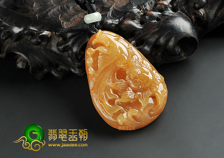 糯冰种红黄翡花开富贵挂件