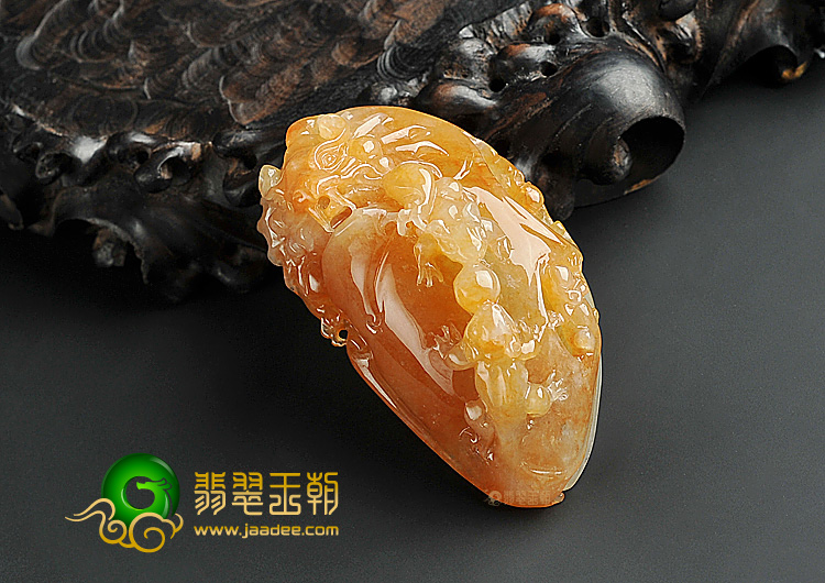 糯冰种红黄翡望子成龙挂件