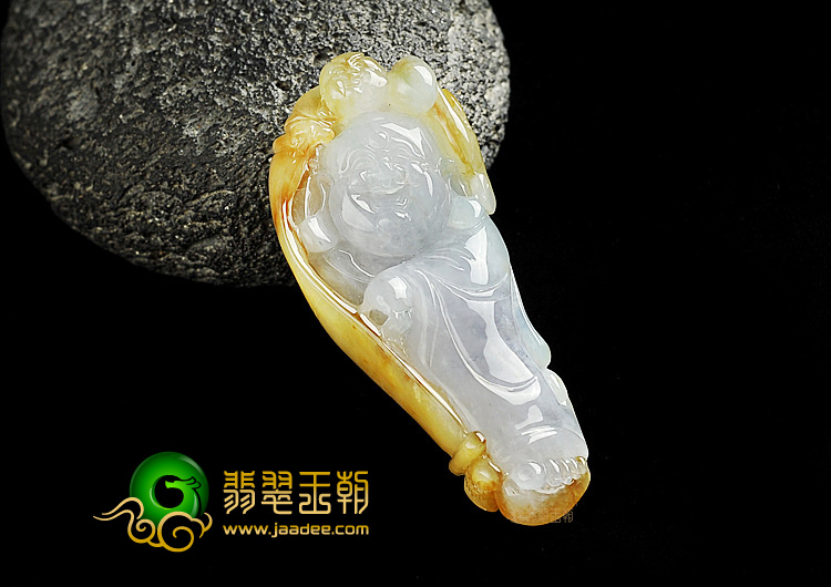冰种褐黄翡站佛挂件