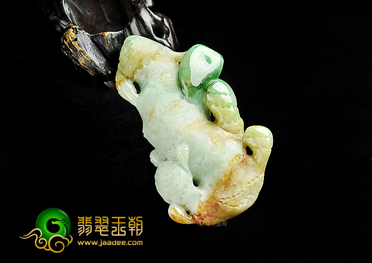 糯冰种黄加绿江山在握挂件