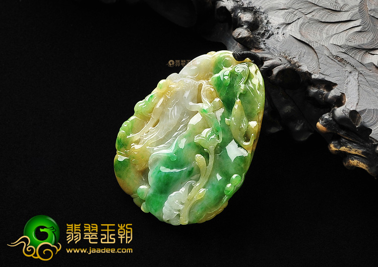 糯冰种三彩一路连科挂件