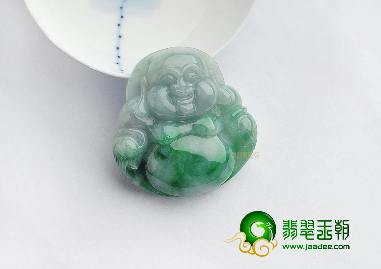 糯冰种飘翠玉佛挂件