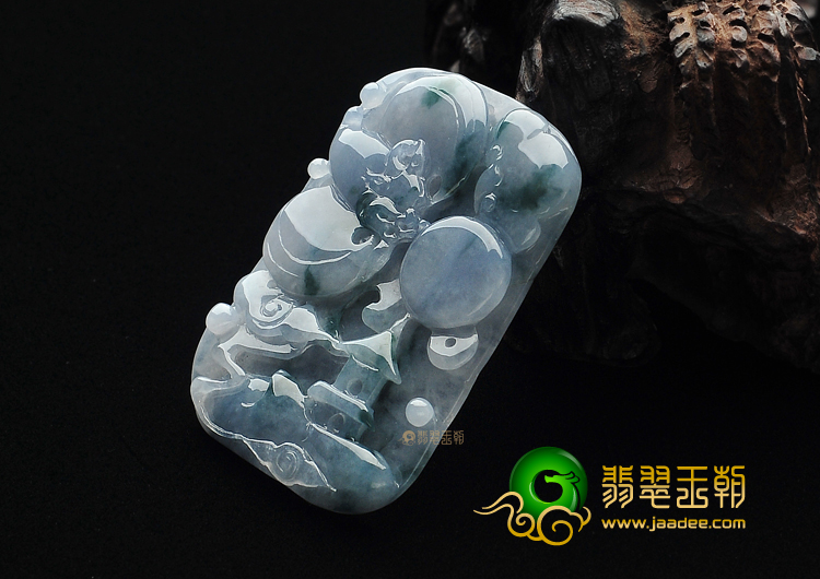 糯冰种紫罗兰飘花福在眼前挂件