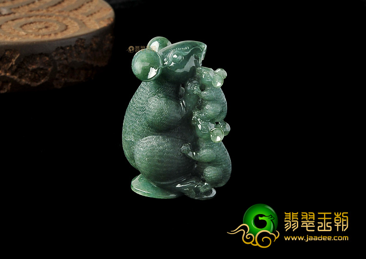 糯冰种蓝水玉鼠运财挂件
