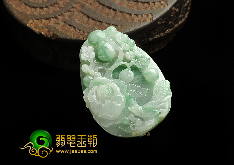 糯冰种飘花花开富贵挂件