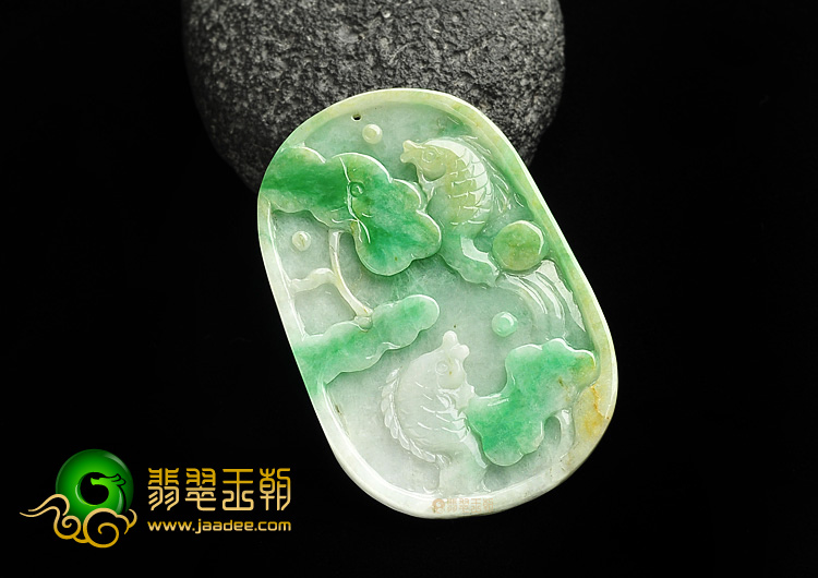 糯冰种三彩年年有余挂件
