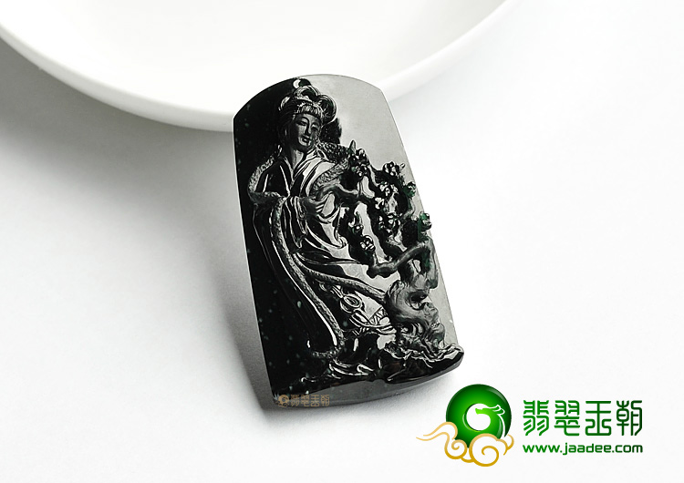 玻璃种墨翠踏雪寻梅挂件