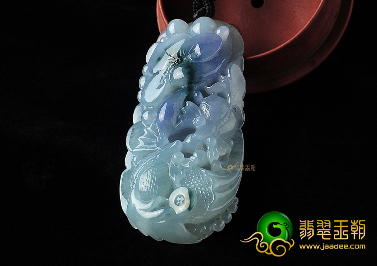 糯冰种紫罗兰飘花金玉满堂挂件