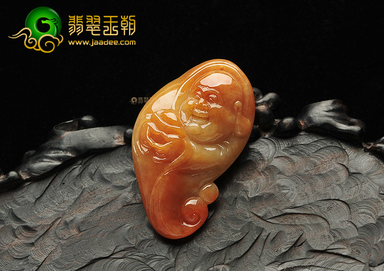 糯冰种红黄翡玉佛挂件