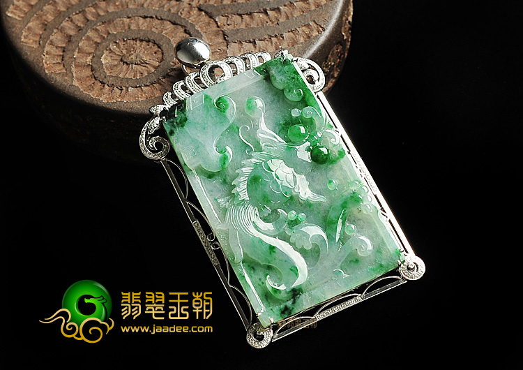 冰种飘翠镶白金年年有余胸坠(真钻)