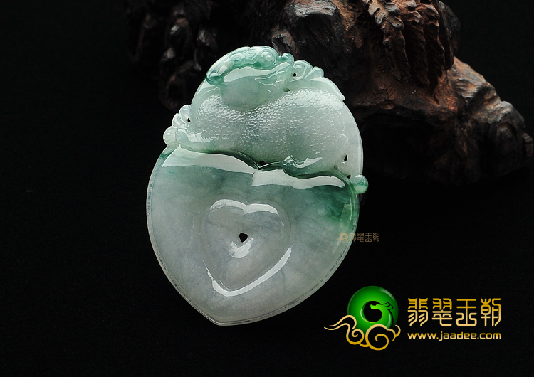 糯冰种飘花心心相印挂件
