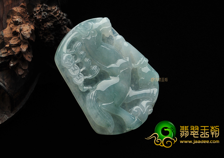 冰种略飘花马上有钱挂件