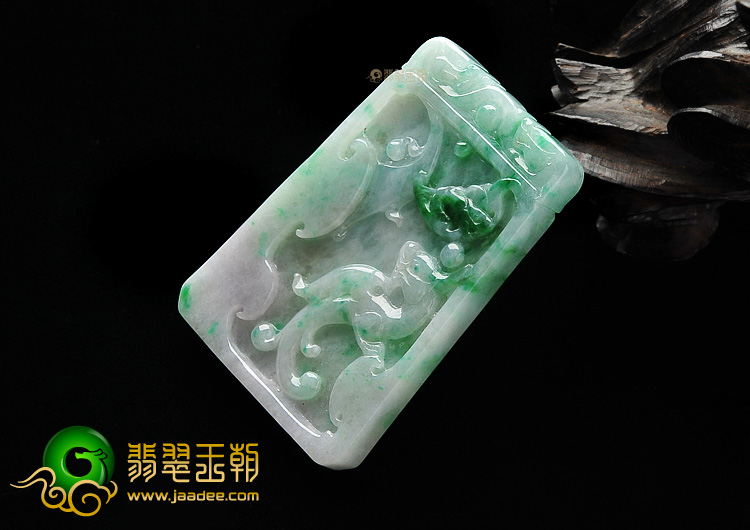 糯冰种飘翠仿古凤牌挂件