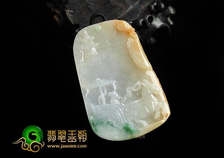 糯冰种三彩老子出关挂件