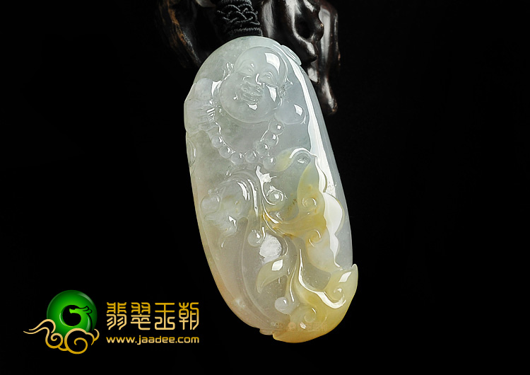 冰种晴水黄翡玉佛挂件