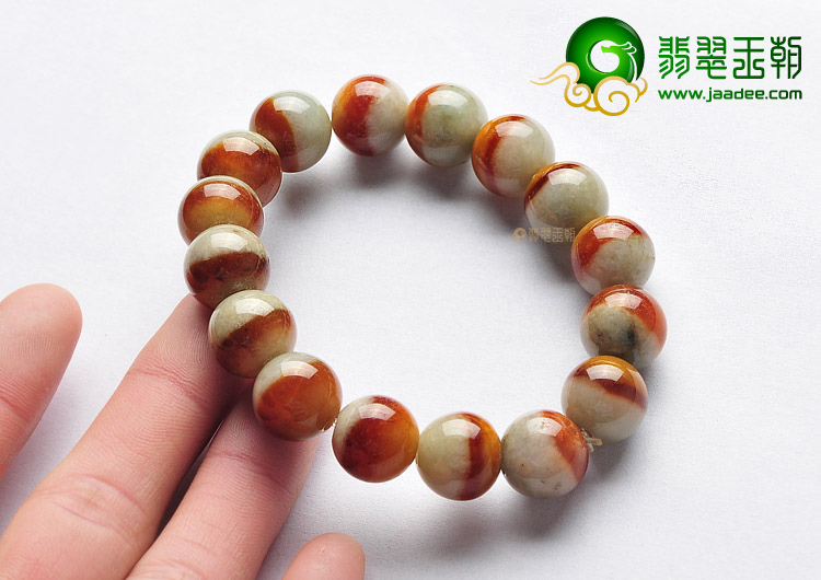 糯冰种褐黄翡手链