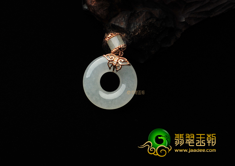 糯冰种淡晴水镶玫瑰金平安环胸坠(真钻)