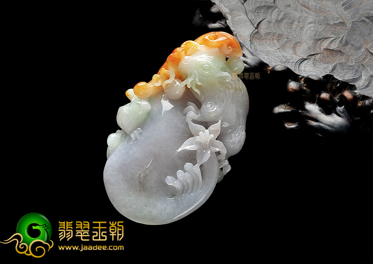 糯冰种三彩玉鼠挂件/手玩件