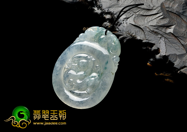 冰种飘花龙牌挂件