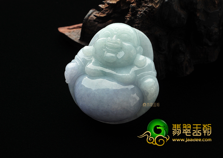 糯冰种晴水带紫罗兰玉佛挂件