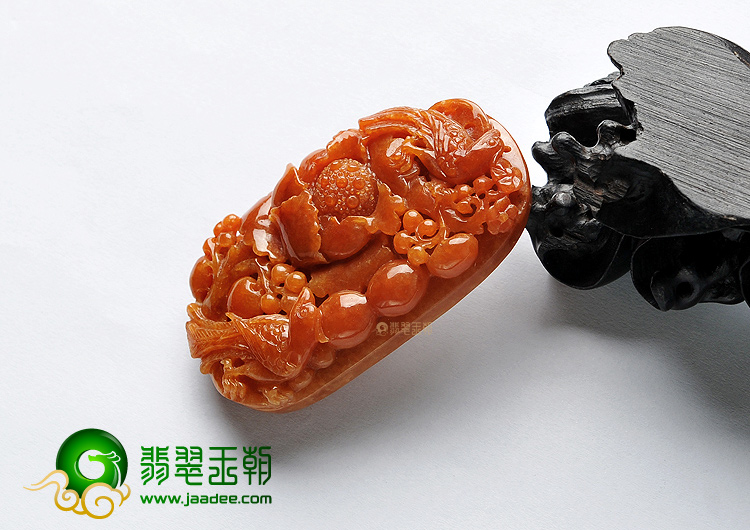 糯冰种红黄翡花开富贵挂件