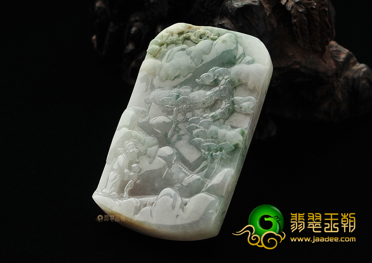糯冰种淡三彩延年益寿挂件