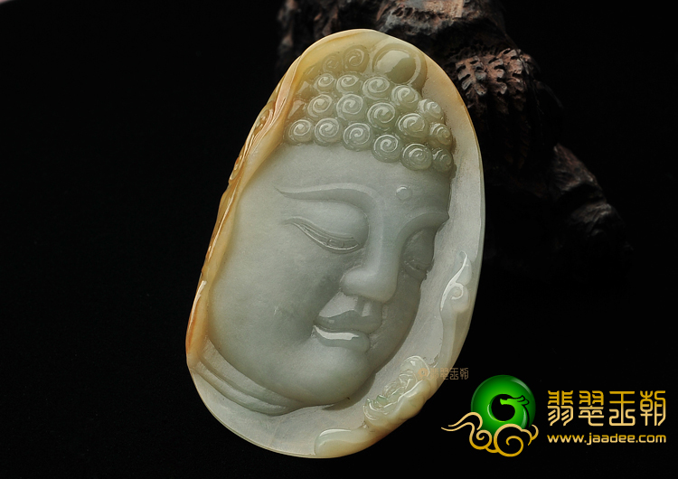 糯冰种晴水褐黄翡释迦牟尼挂件