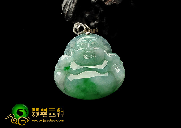 冰种飘翠玉佛挂件