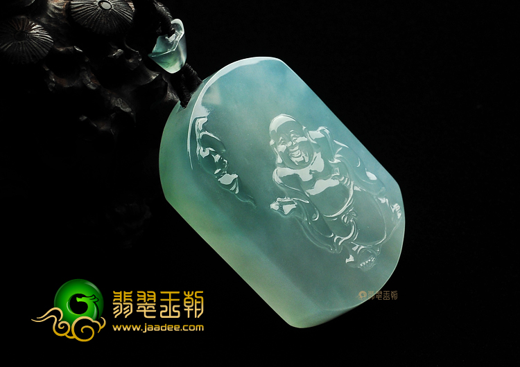 冰种略飘花玉佛挂件
